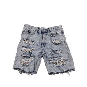 Berksha Denim Shorts‎ Men Sz 30 Originals Blue Raw Hem Distressed Streetwear